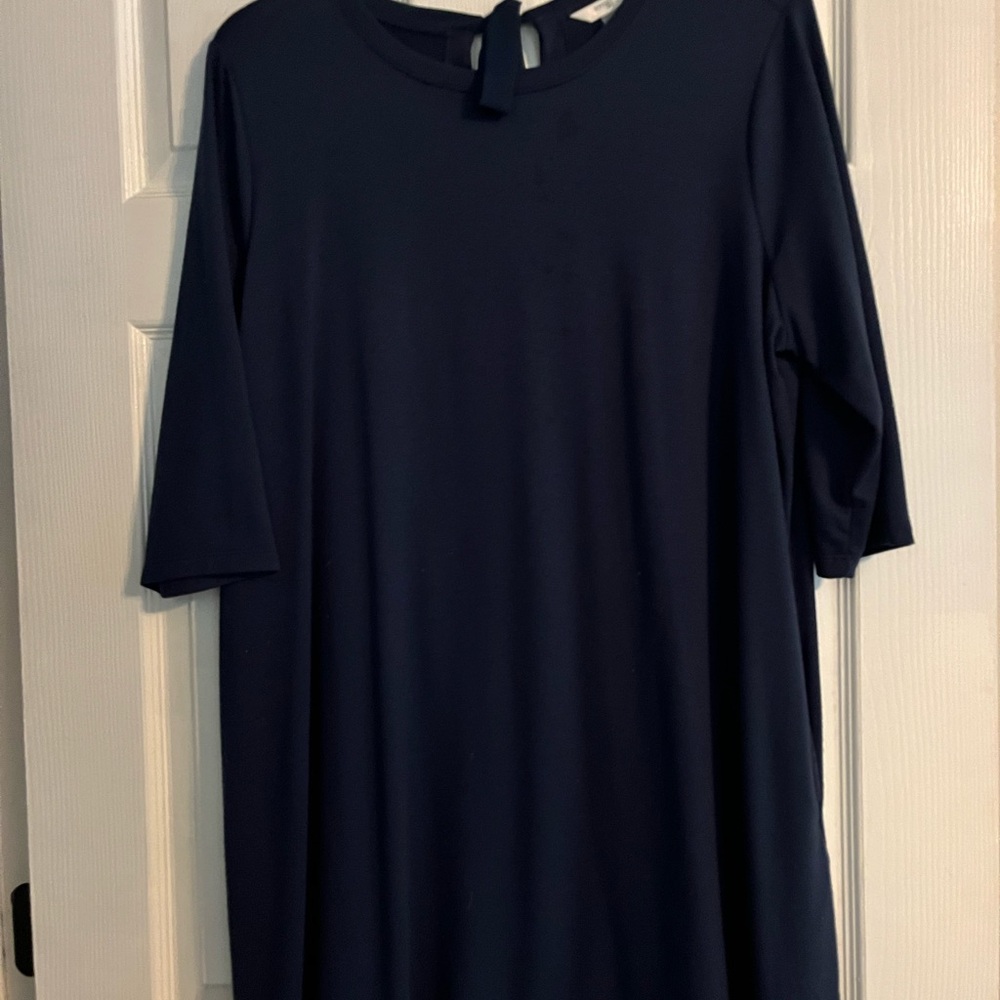Navy Blue Half-Sleeve Dress